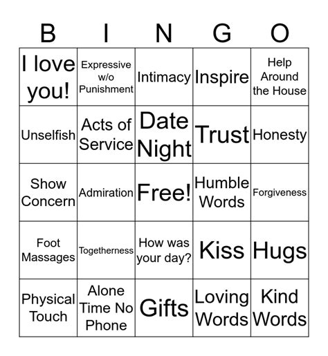 love language bingo.